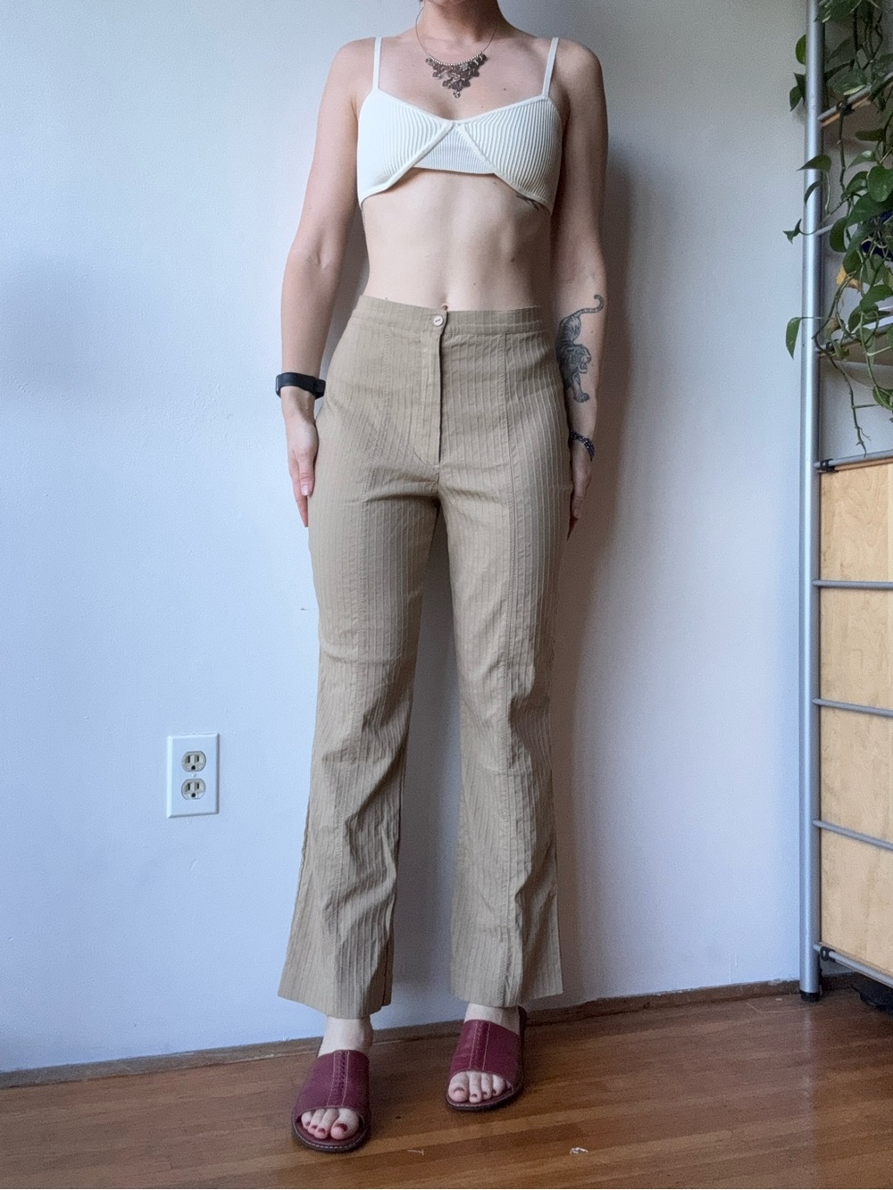 Bellessa Vintage Tan High Rise Straight Leg Pants - Made in Canada